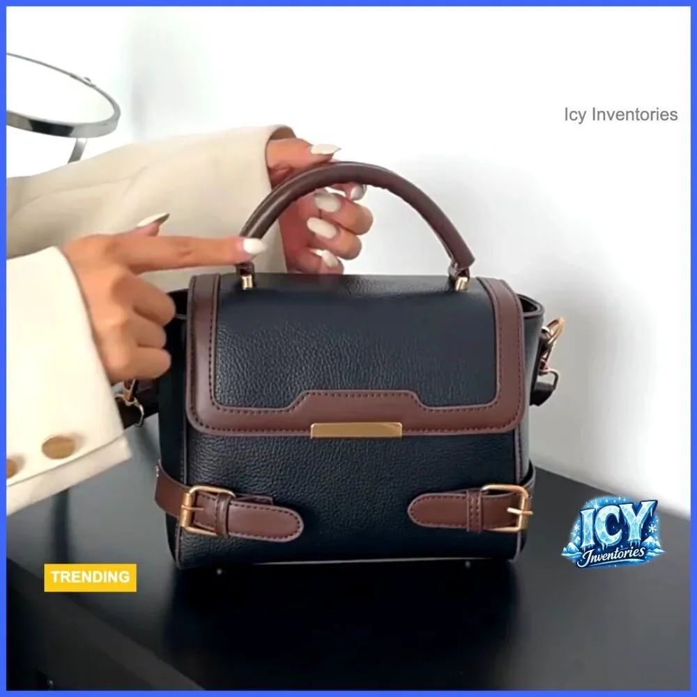 Faux Leather Satchel Handbag with Adjustable Crossbody Strap and Top Handle